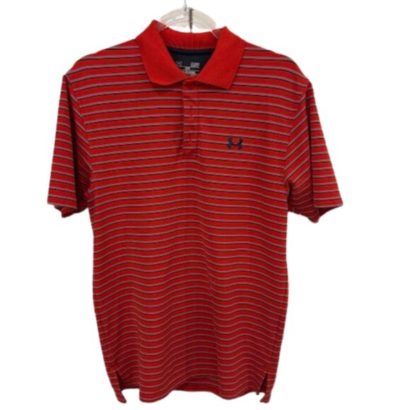 Under Armour Men’s Red Striped Polo Shirt Size Small Golf Active - Picture 1 of 6